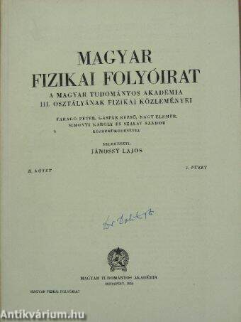 Magyar Fizikai Folyóirat II. kötet 3. füzet