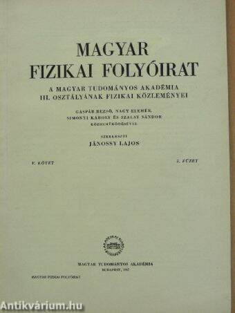 Magyar Fizikai Folyóirat V. kötet 5. füzet