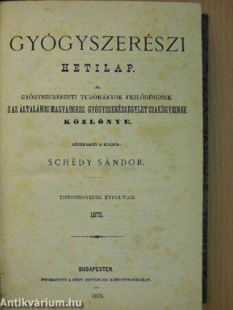 Gyógyszerészi Hetilap 1875. január-december