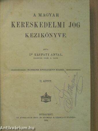 A magyar kereskedelmi jog kézikönyve II. (töredék)