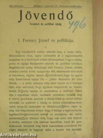 Jövendő 1903. augusztus 23-szeptember 29.