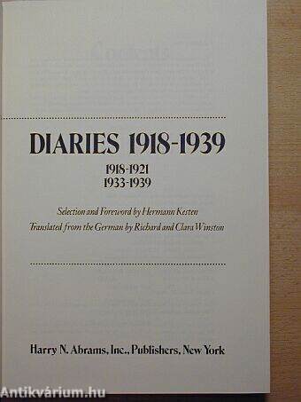 Thomas Mann Diaries 1918-1939