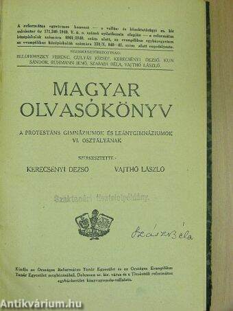 Magyar olvasókönyv/Magyar nyelvi olvasókönyv