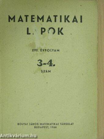 Matematikai lapok 1966/3-4.