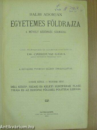 Balbi Adorján Egyetemes Földrajza V/2.