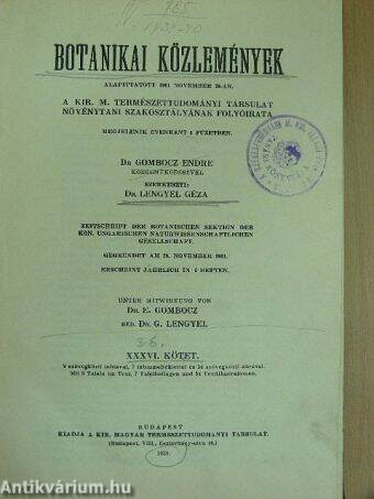 Botanikai Közlemények 1939/1-6.