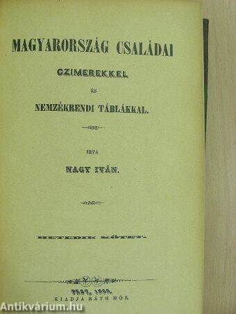 Magyarország családai czimerekkel és nemzékrendi táblákkal VII. (töredék)