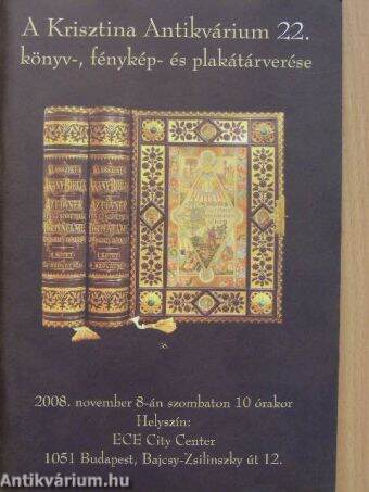 A Krisztina Antikvárium 22. könyv-, fénykép- és plakátárverése