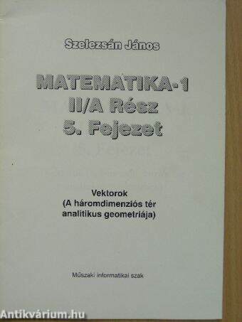Matematika-1 II/A Rész 5. Fejezet
