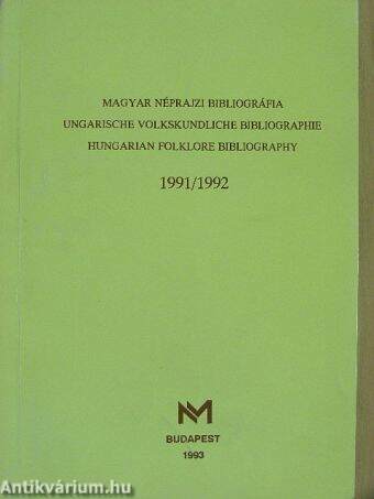 Magyar néprajzi bibliográfia 1991/1992