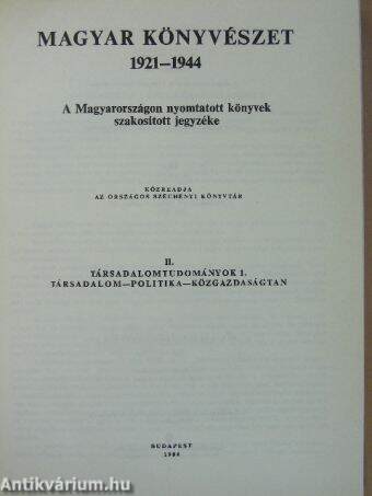 Magyar könyvészet 1921-1944 II.