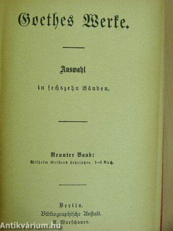 Wilhelm Meisters Lehrjahre 1-8. (gótbetűs)