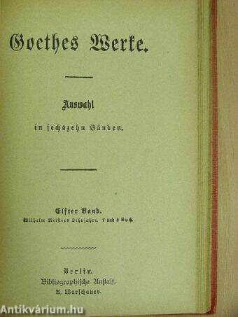 Wilhelm Meisters Lehrjahre 1-8. (gótbetűs)