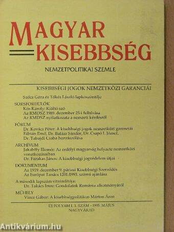 Magyar Kisebbség 1995/1.
