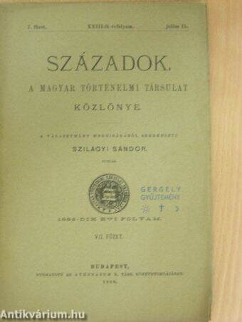 Századok 1889. julius 15.