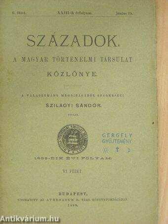 Századok 1889. junius 15.