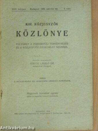 Kir. Közjegyzők Közlönye 1930. március hó