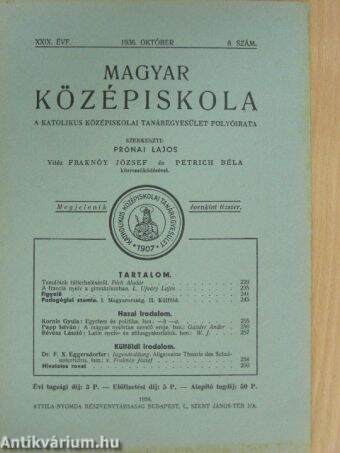 Magyar Középiskola 1936. október