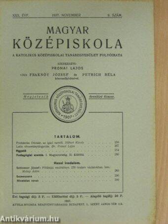 Magyar Középiskola 1937. november