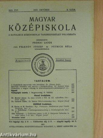 Magyar Középiskola 1937. október