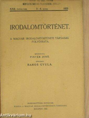 Irodalomtörténet 1933. 3-4. szám