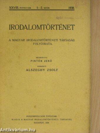 Irodalomtörténet 1939. 1-2. szám