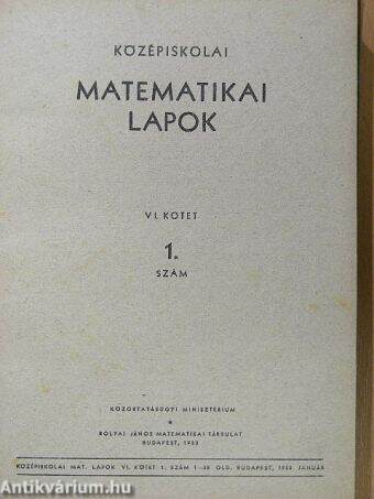 Középiskolai matematikai lapok 1953. január-december