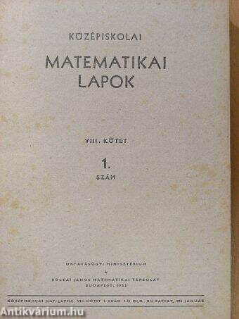 Középiskolai matematikai lapok 1954. január-december