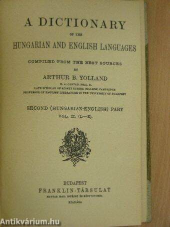 Magyar és angol szótár 2/II. (töredék)