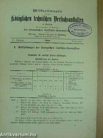 Mittheilungen aus den Königlichen technischen Versuchsanstalten zu Berlin 1886/3. (gótbetűs)