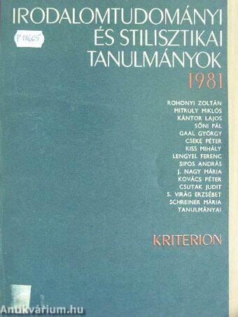 Irodalomtudományi és stilisztikai tanulmányok 1981.