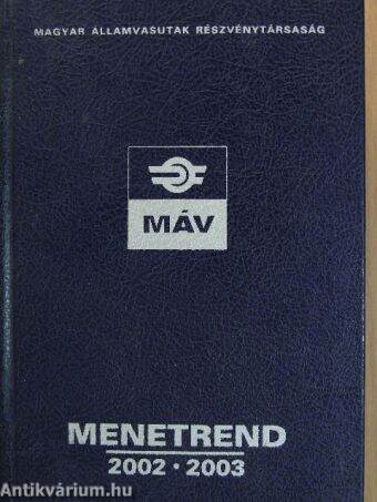 Hivatalos menetrend 2002-2003