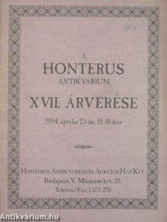 A Honterus Antikvárium XVII. árverése