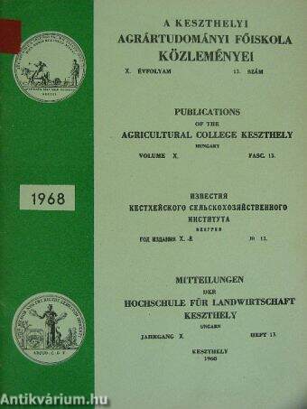 A Keszthelyi Agrártudományi Főiskola Közleményei 1968/13.