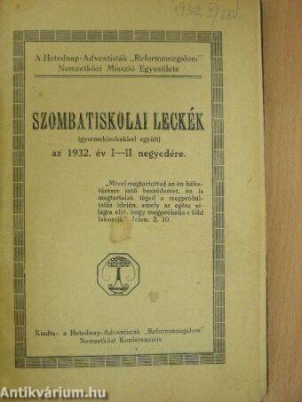 Szombatiskolai leckék 1932. I. félév, 1935./Újtestamentomi nyugalomnap