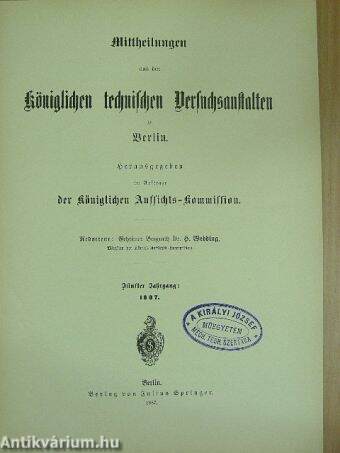 Mittheilungen aus den Königlichen technischen Versuchsanstalten zu Berlin 1887/4. (gótbetűs)