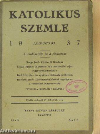 Katolikus Szemle 1937. augusztus