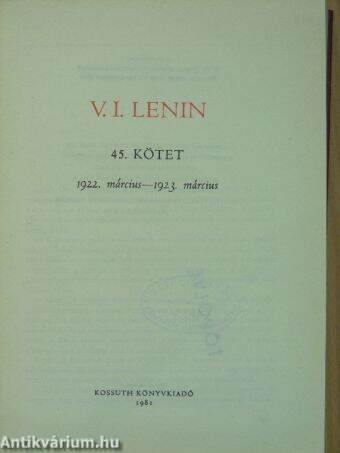 V. I. Lenin összes művei 45.