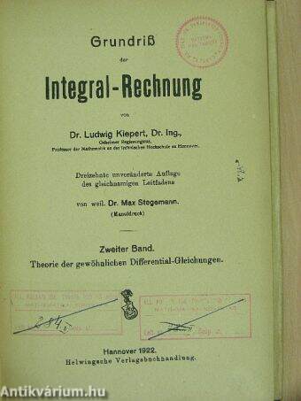 Grundriß der Integral-Rechnung I-II.