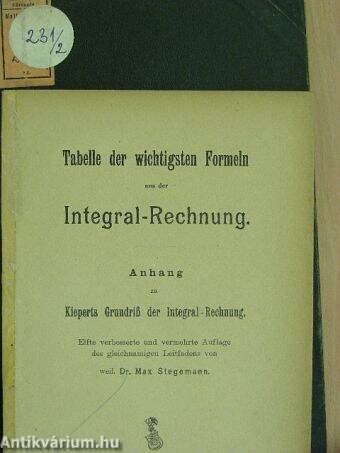 Grundriß der Integral-Rechnung I-II.