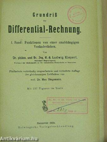 Grundriß der Differential-Rechnung I.