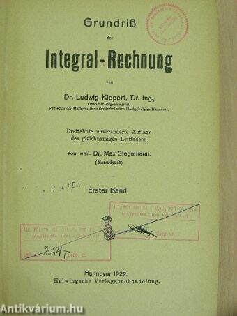 Grundriß der Integral-Rechnung I-II.