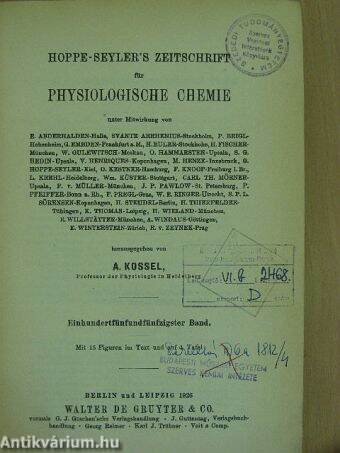 Hoppe-Seyler's Zeitschrift für Physiologische Chemie 1926/1-6