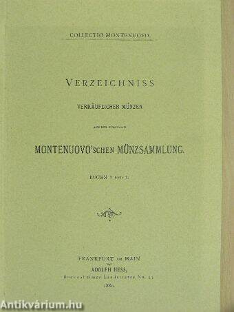 Verzeichniss verkäuflicher Münzen aus der fürstlich Montenuovo'schen Münzsammlung I-II.