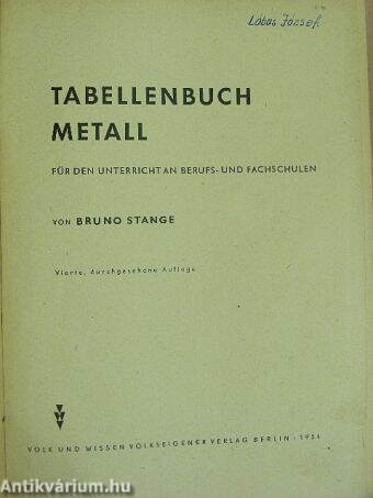 Tabellenbuch Metall