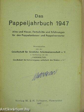 Das Pappeljahrbuch 1947