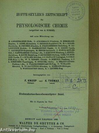 Hoppe-Seyler's Zeitschrift für Physiologische Chemie 1931