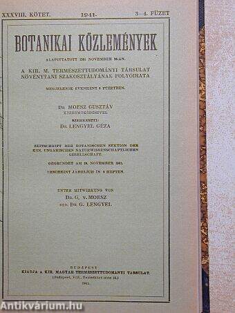 Botanikai közlemények 1941/1-6.