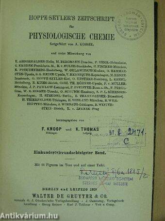 Hoppe-Seyler's Zeitschrift für Physiologische Chemie 1929