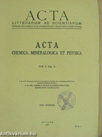 Acta litterarum ac scientiarum regiae Univeritatis Hungaricae Francisco-Iosephinae V./3.